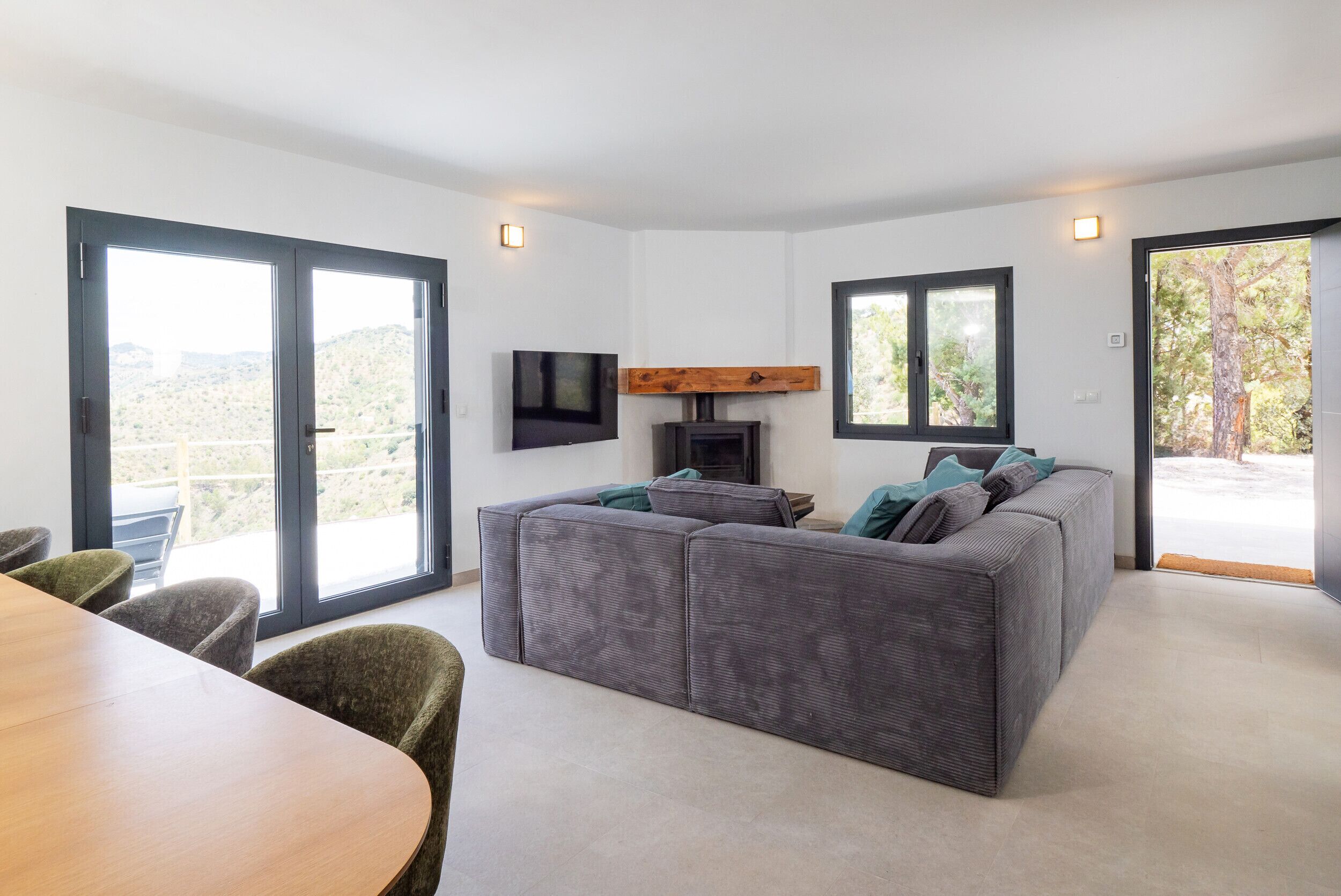 Televisión y chimenea 