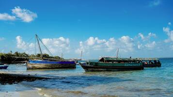 Private beach, white sand, free beach shuttle