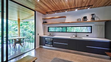 Premium Loft (Studio #2) | Private kitchen | Full-sized fridge, oven, cookware/dishes/utensils, freezer