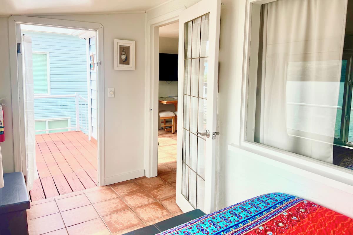 Classic Cabin 8 - 2 Bedrooms + 1 Queen Bed and 1 Double Bed, 1 Bathroom, Kitchen & Beachfront Views | 2 bedrooms, desk, laptop workspace, iron/ironing board