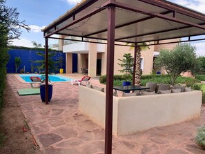 Outdoor dining - Villa & Piscine Privée 10 mn a Aeroport Marrakech (Marrakesh-Safi)