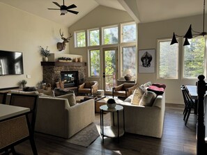 Smart TV, fireplace, video games