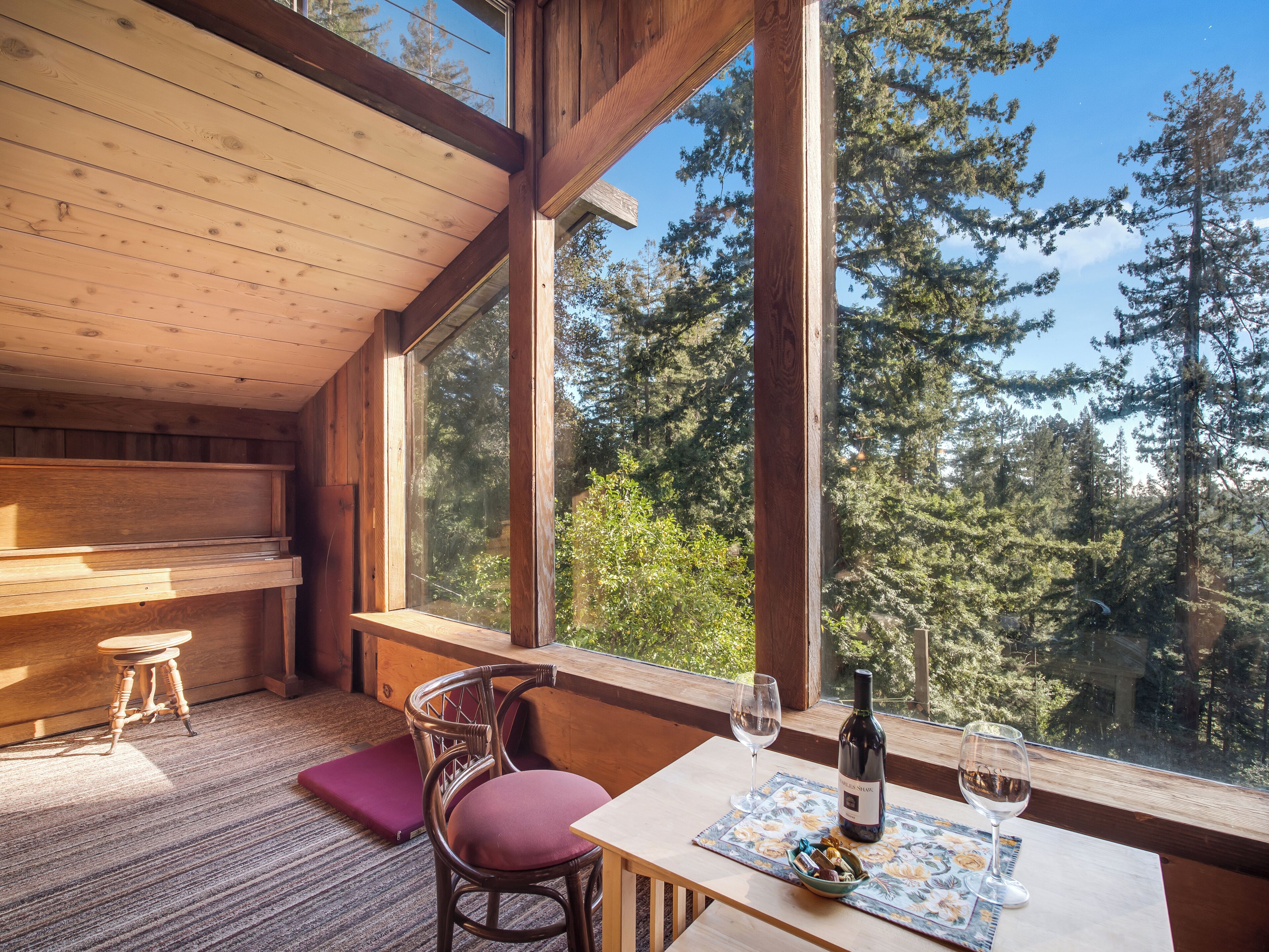 Stunning View, Large Living Room, King bed, 45 acre Redwood Retreat