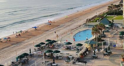 oceanfront studio , 2 pools 2 hot tubs. garage mini fridge and microwave.