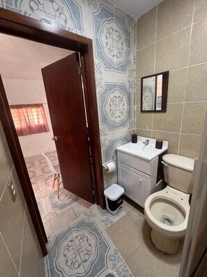 ヘアドライヤー、タオル、石鹸、トイレットペーパー