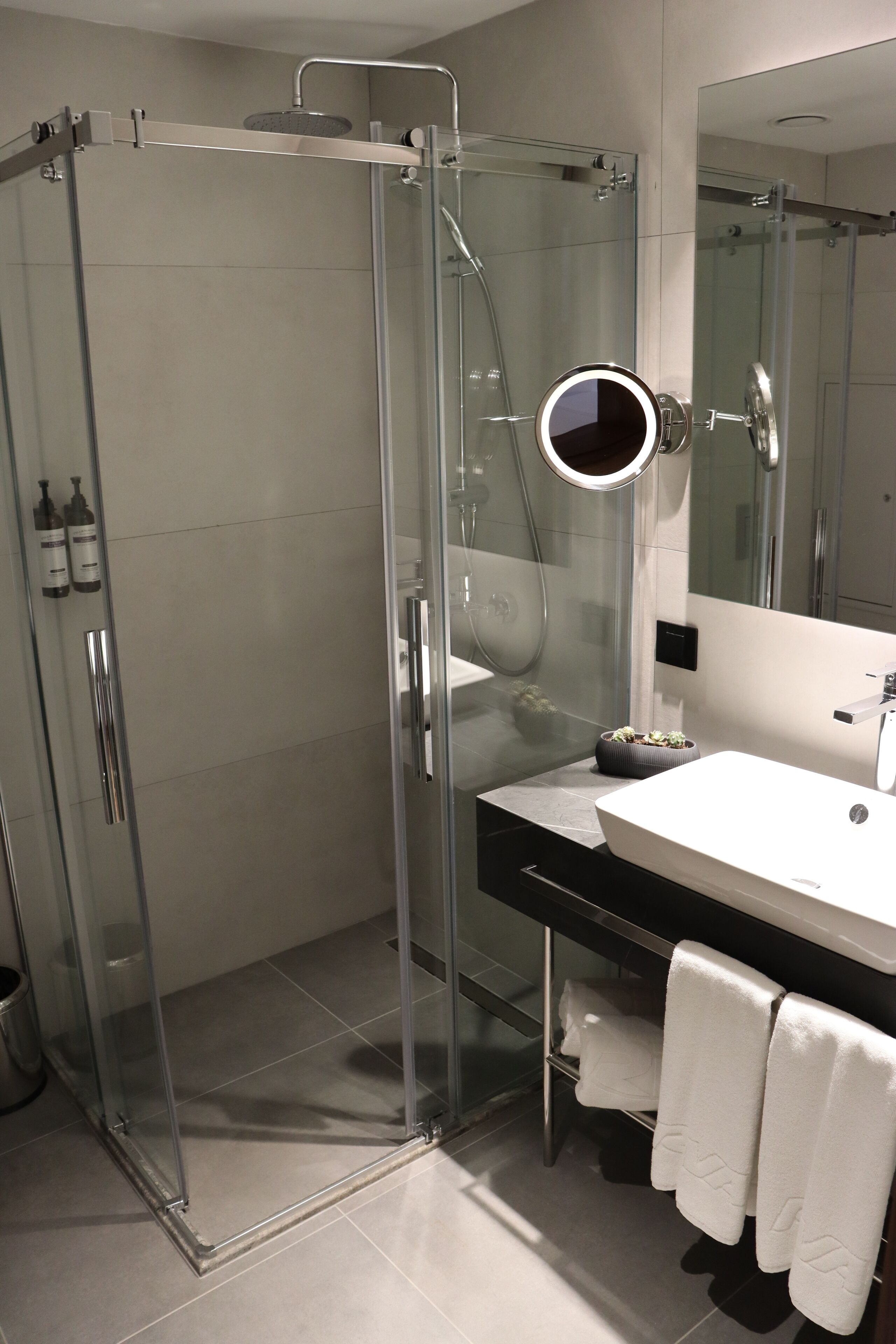 Deluxe-Zweibettzimmer | Badezimmer | Dusche, Regendusche, Haartrockner, Hausschuhe