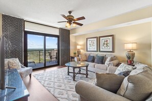 TV - Breezy Beachfront: 2BR Condo with Gourmet Kitchen (North Myrtle Beach)