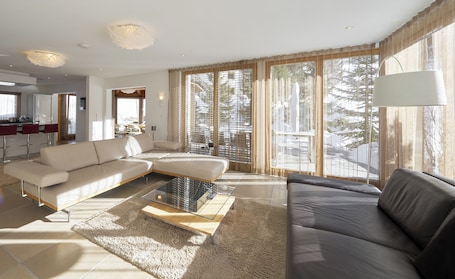 Luxury Apartment, Mountain View | Living area. Grischuna Mountain Lodge