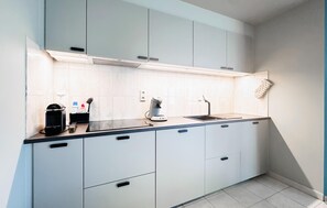 Kühlschrank, Mikrowelle, Herdplatte, Geschirrspüler