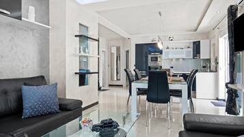 Honeymoon Villa, 4 Bedrooms, Balcony (Villa Bianco Nero) | Living area | Flat-screen TV