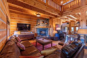Cabin, Multiple Beds, Hot Tub, Mountain View (Grand Vista Lodge) | Living area | Fireplace - Grand Vista Lodge (West Jefferson)