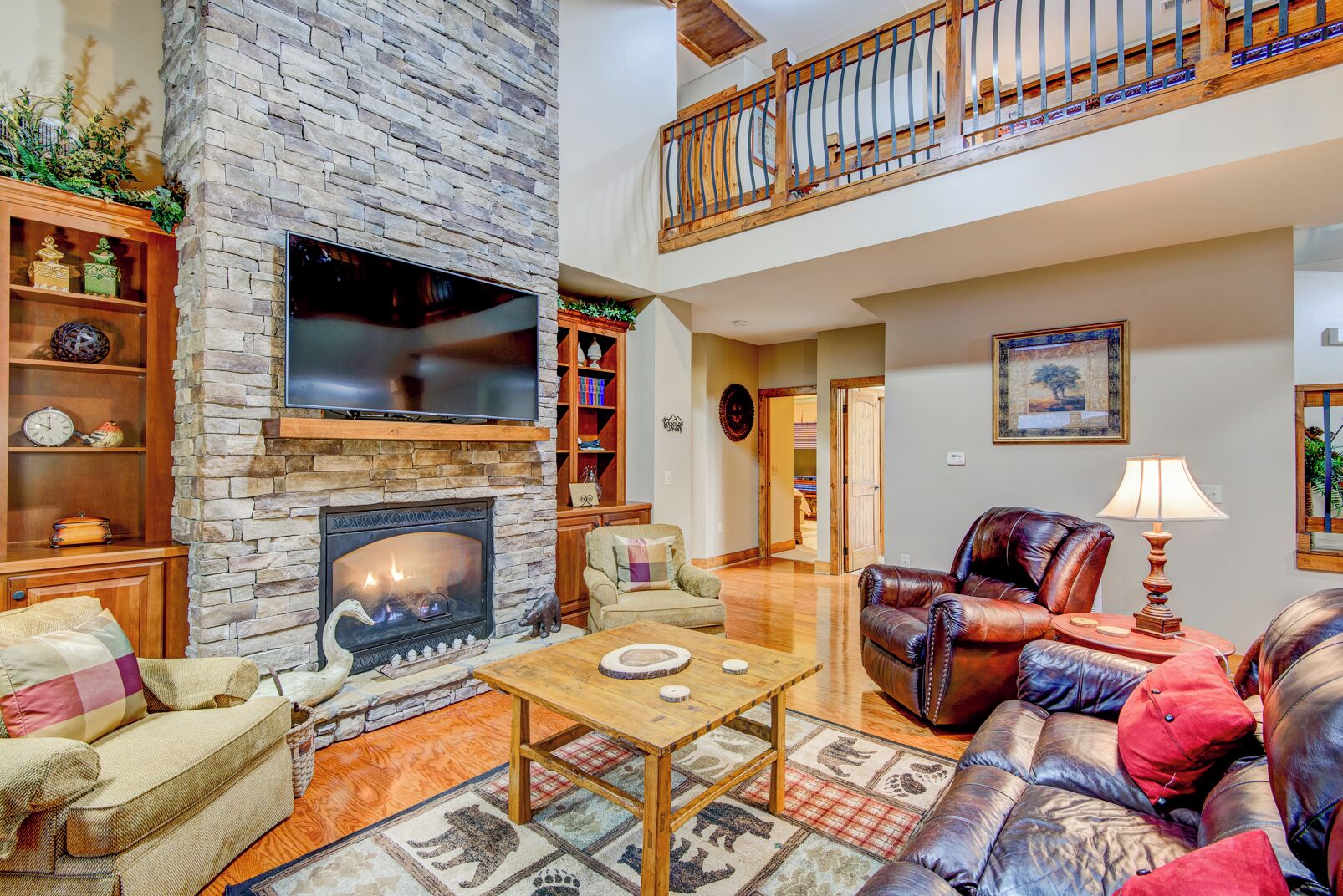 House, Multiple Beds, Patio, Mountain View (Delightful Views at Elkmont) | Living area | Fireplace
