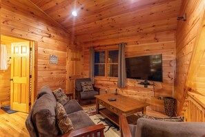 Cabin, Multiple Beds, Patio, Mountain View (Bearadise at Blue Ridge) | Living area | Fireplace