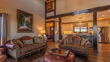 Cabin, Multiple Beds, Patio, Mountain View (Heritage Lodge at Eagles Nest) | Living area | Fireplace