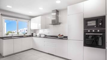 Fridge, microwave, oven