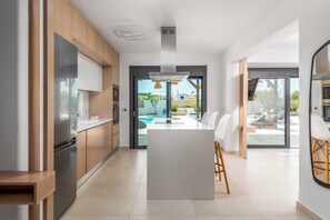 Fridge, microwave, oven