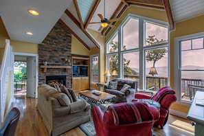 House, Multiple Beds, Pool Access, Mountain View (Echota Ridge Boulders) | Living area | Fireplace - Echota Ridge Boulders (Banner Elk)