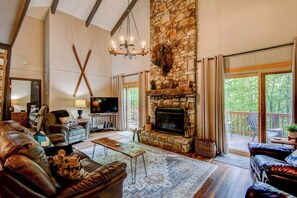 House, Multiple Beds, Hot Tub, Mountain View (Southern Buffalo) | Living area | Fireplace - Southern Buffalo (Banner Elk)