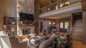 Cabin, Multiple Beds, Hot Tub, Mountain View (Howling at the Moon at Eagles Nest) | Living area | Fireplace