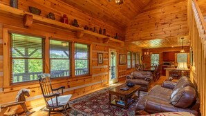 Cabin, Multiple Beds, Hot Tub, Mountain View (A Positive Outlook) | Living area | Fireplace - A Positive Outlook (Vilas)