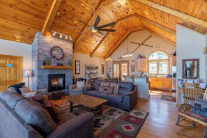 Cabin, Multiple Beds, Hot Tub, Mountain View (A Bears Eye View) | Living area | Fireplace - A Bears Eye View (Blowing Rock)