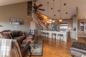 House, Multiple Beds, Hot Tub, Mountain View (Oz Mountain Oasis) | Living area | Fireplace - Oz Mountain Oasis (Banner Elk)