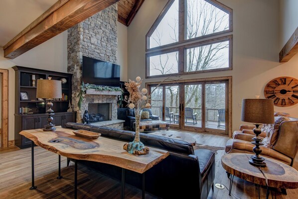 House, Multiple Beds, Hot Tub, Mountain View (Triple Bear Lodge at Eagles Nest) | Living area | Fireplace - Triple Bear Lodge at Eagles Nest (Banner Elk)