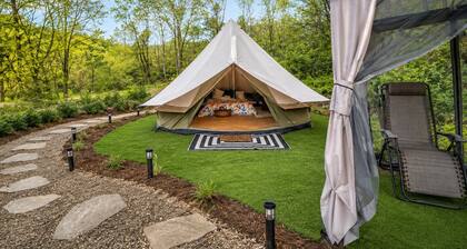 Creekside Glamping Tent in the Smoky Mountains at Honesuckle Springs