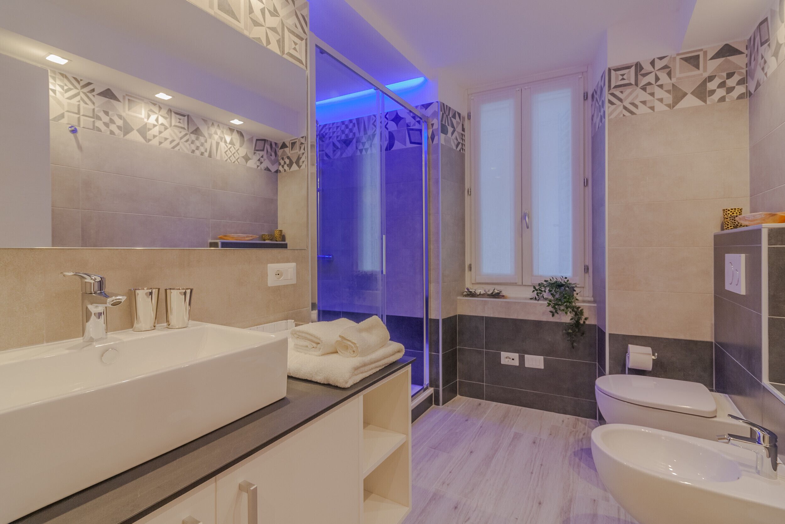 Dusche, Haartrockner, Bidet, Handtücher