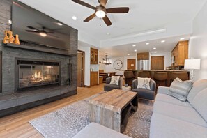 TV, fireplace