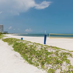 On the beach, white sand