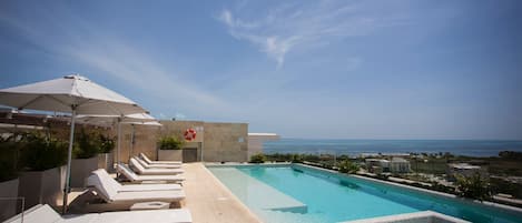Outdoor pool, sun loungers