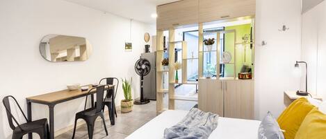 1 غرفة نوم وواي فاي وملاءات أسرّة