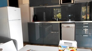 Fridge, microwave, stovetop, dishwasher