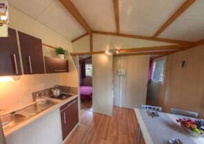 Fridge, microwave, stovetop
