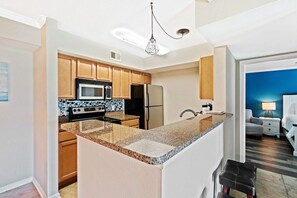 Fridge, microwave, oven, stovetop - Updated 2BR Condo | mins to Beach & Sportsplex (Gulf Shores)