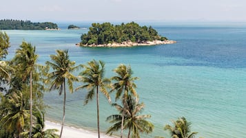 On the beach, white sand
