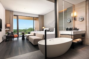 Down comforters, free minibar, in-room safe, individually decorated