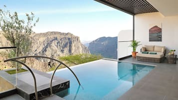 Nhà gỗ, 1 phòng ngủ (Canyon View, Private Pool) | 1 phòng ngủ, bộ trải giường bằng vải cotton Ai Cập