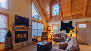 Cabin, Multiple Beds, Patio, Mountain View (Bear Creek) | Living area | Fireplace - Bear Creek (Sugar Grove)