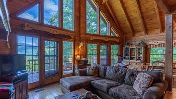Cabin, Multiple Beds, Hot Tub, Mountain View (Apple of my Eye) | Living area | Fireplace
