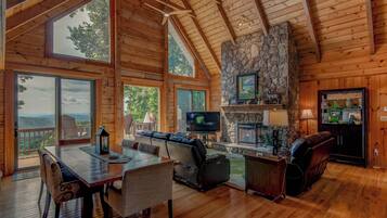 Cabin, Multiple Beds, Hot Tub, Mountain View ( 1 Sublime View) | Living area | Fireplace