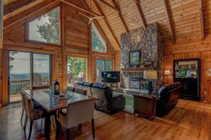 Cabin, Multiple Beds, Hot Tub, Mountain View ( 1 Sublime View) | Living area | Fireplace - 1 Sublime View (Deep Gap)