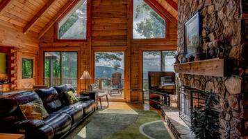 Cabin, Multiple Beds, Hot Tub, Mountain View ( 1 Sublime View) | Living area | Fireplace