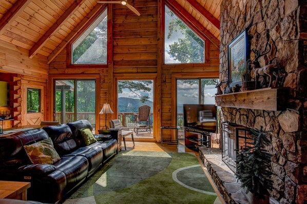Cabin, Multiple Beds, Hot Tub, Mountain View ( 1 Sublime View) | Living area | Fireplace - 1 Sublime View (Deep Gap)