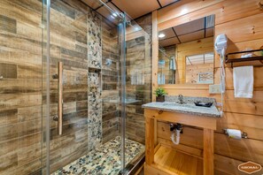Family Cabin, Mountain View | Bathroom | Hair dryer, towels, toilet paper - Elevated Escape by Ghosal Luxury Lodging (Sevierville)