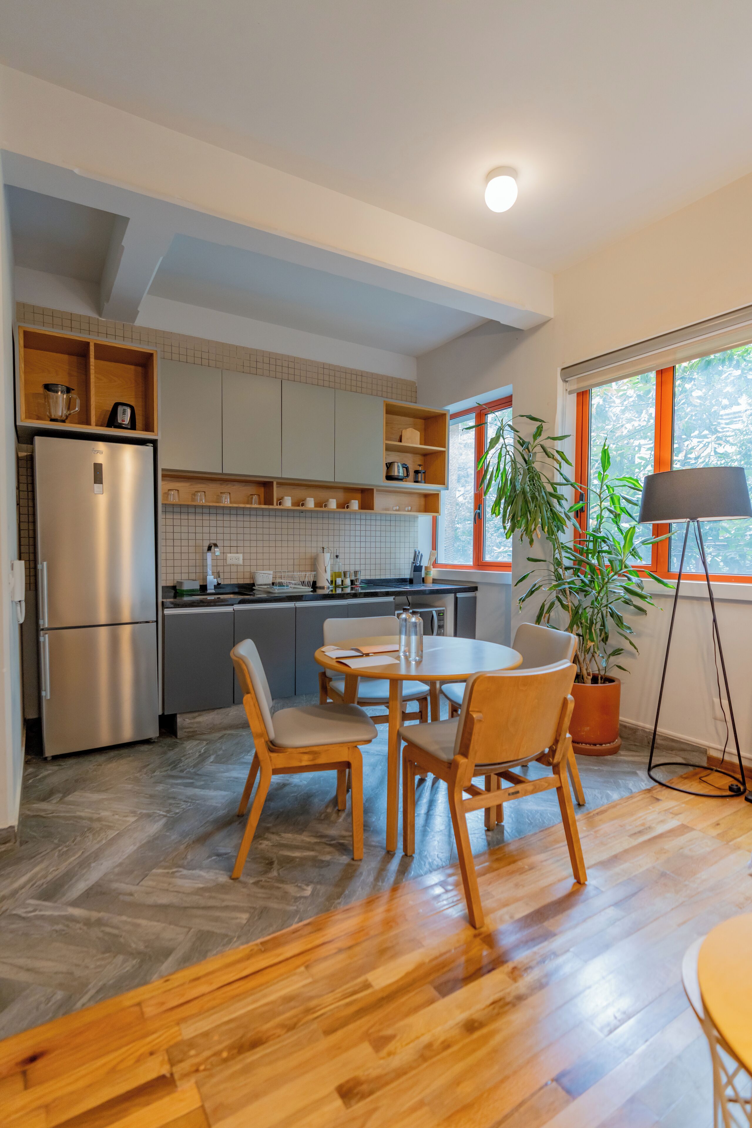 Standard Apartment | Private kitchen | Coffee/tea maker, full-size fridge, microwave, toaster