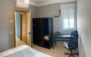 2 bedrooms, desk, iron/ironing board, travel cot