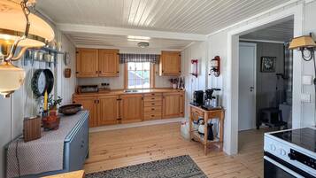 Fridge, oven, stovetop, coffee/tea maker