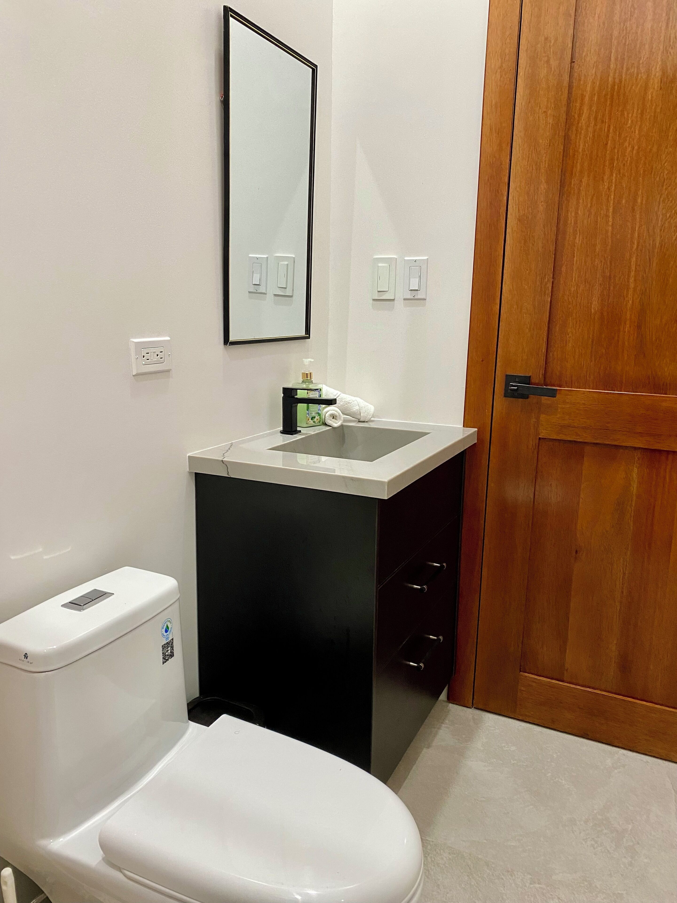 Towels, soap, shampoo, toilet paper